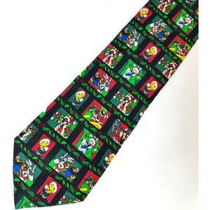 Looney Tunes Men's Neck tie Necktie Christmas Holiday Silk 1998 vintage
